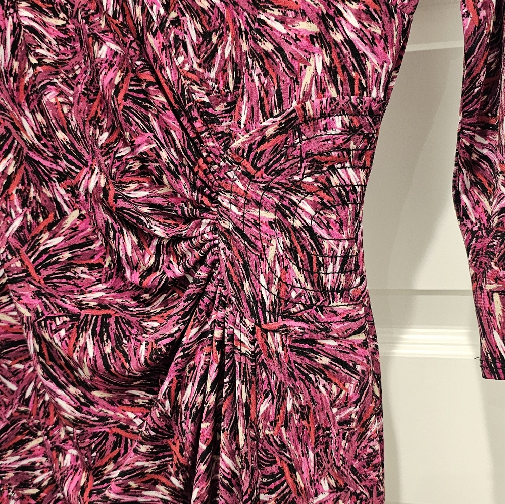 Laundry by Design Multi-color Faux Wrap 3/4 Sleeve Dress, EUC, Size 8 - Picture 6 of 7